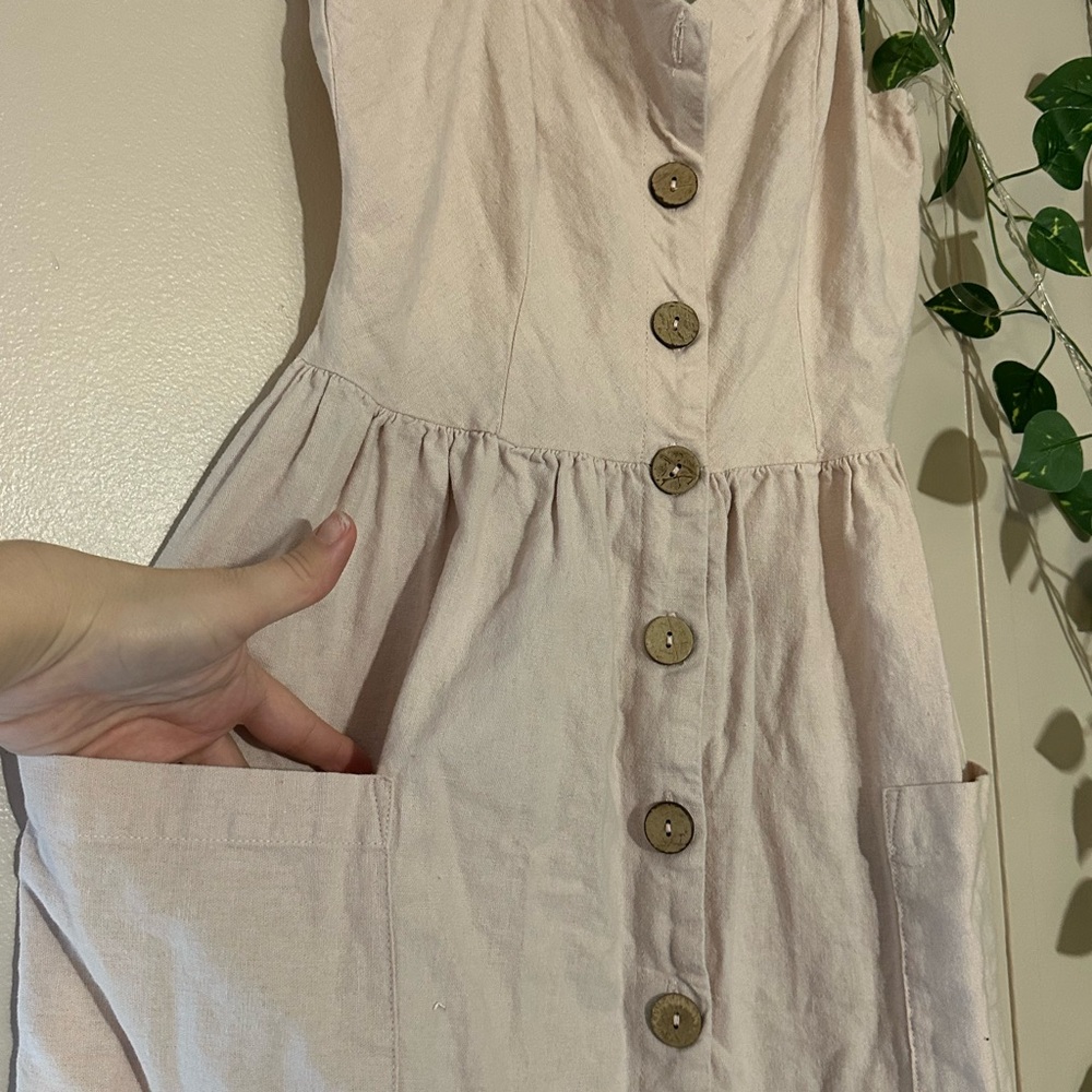 BeBop Light Pink Button-Down Dress - Picture 3 of 4